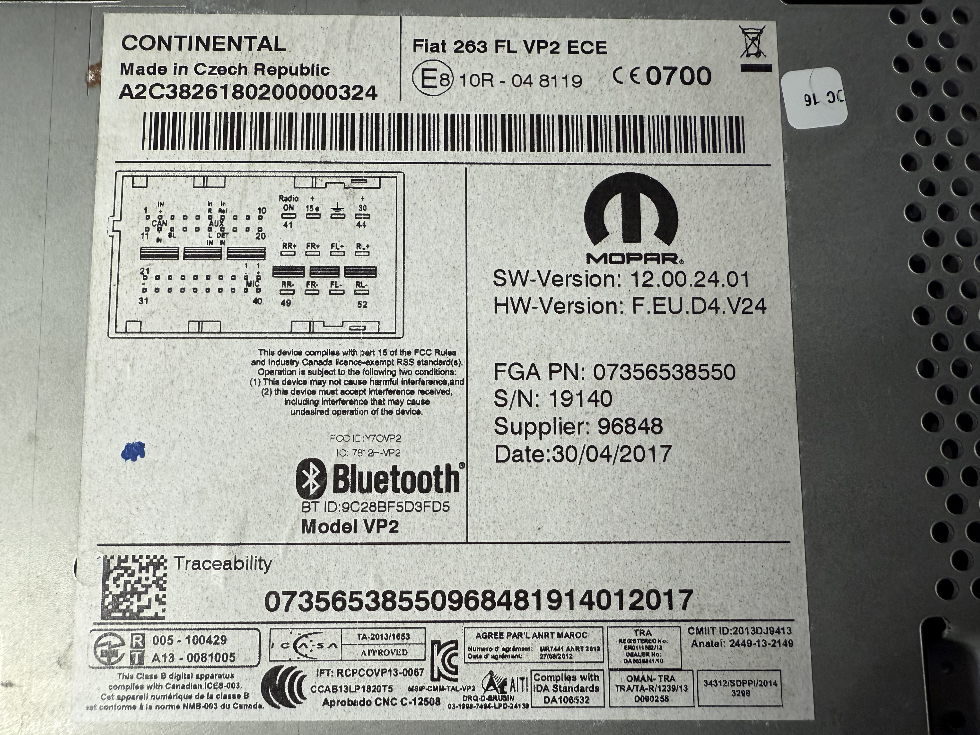 Fiat MM Module (Radio, Multimedia) - 73565385 - 2